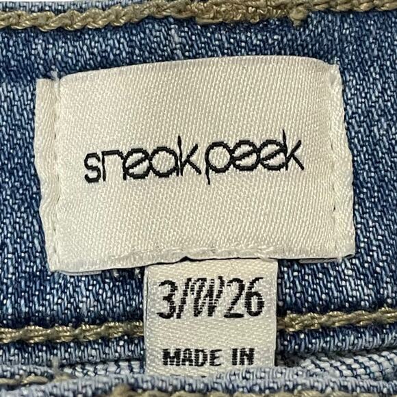 sneak peek mid-rise stretch cuffed denim shorts - blue - 3/W26 - Picture 8 of 12